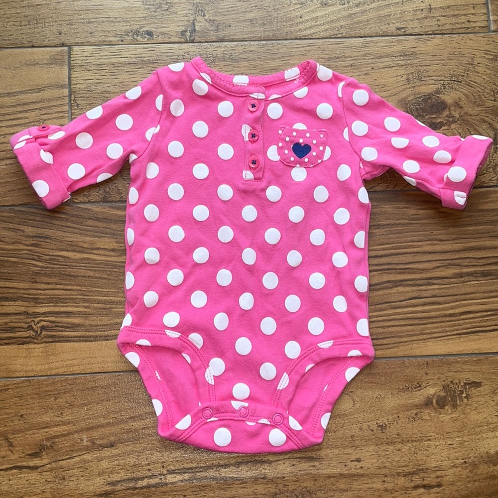 Carter's | Infant Girl Long Sleeve Polka Dot Bodysuit | 6 Months